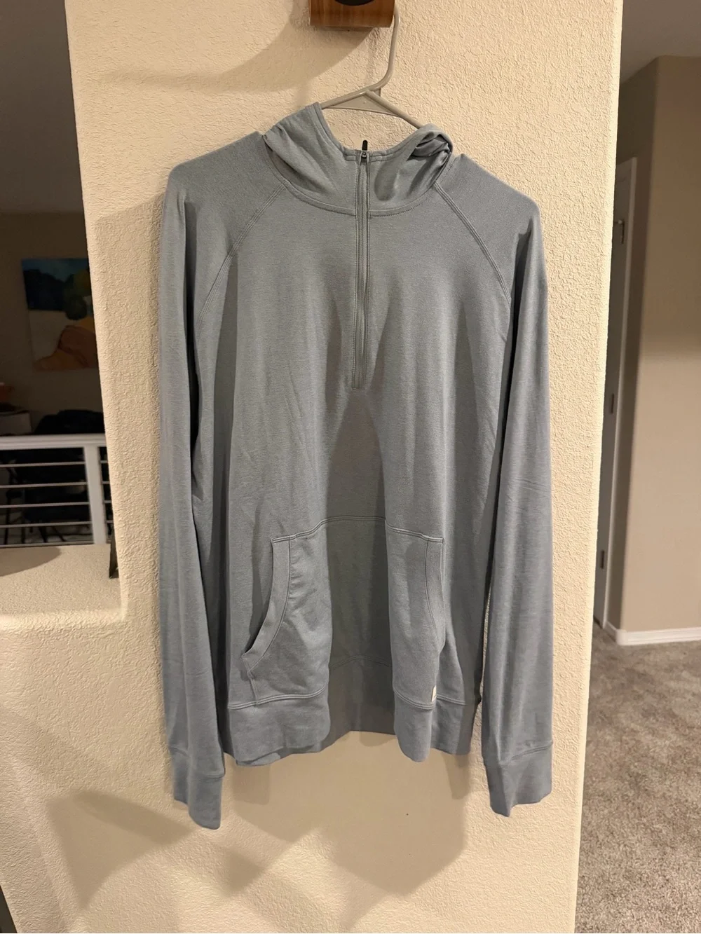Vuori Men's Light Blue Half-Zip Hoodie Sweater